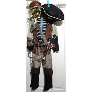 Teetot Skeleton Pirate Costume Kids 7-8 Hat Mask Sword Mask Disney Caribbean Gun